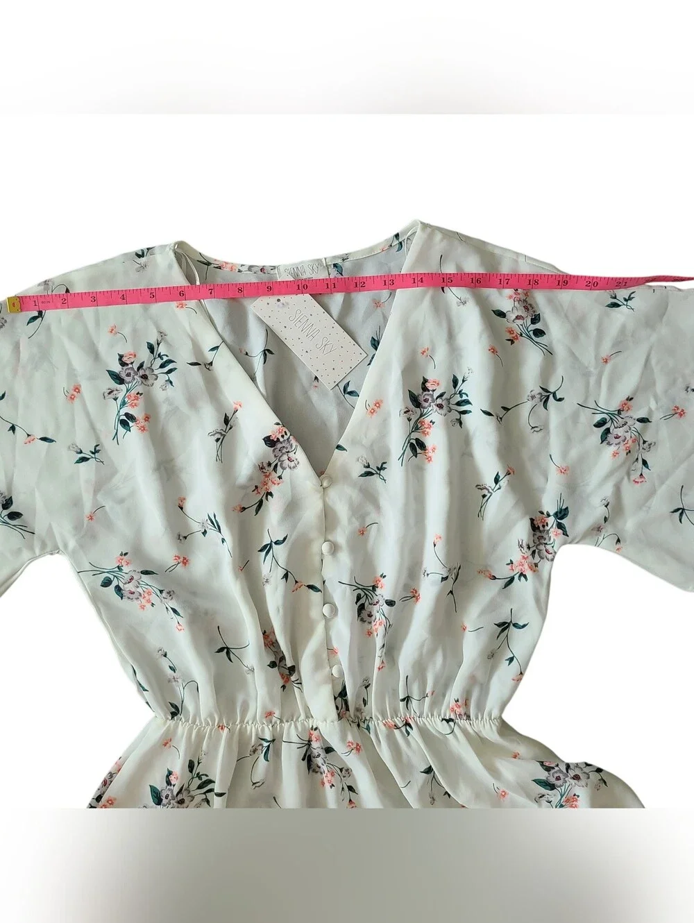 NWT | SIENNA SKY | FLORAL V-NECK PEPLUM BLOUSE | SIZE MEDIUM - Picture 6 of 13